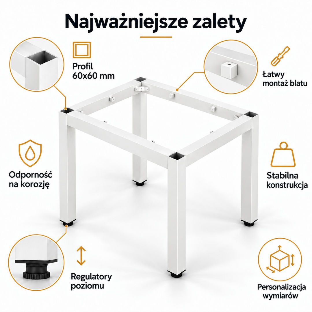 Stelaż aluminiowy 60x60 mm SOLID do stołu i mebli na wymiar – Konfigurator - miniatura 6 - zdjęcie edytowane przy pomocy AI