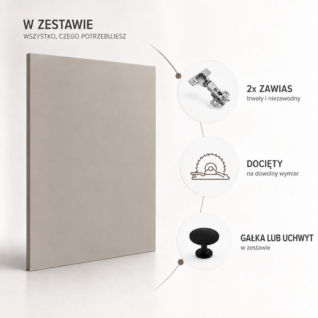 Fronty meblowe drzwi do szafek na wymiar - dąb artisan z zawiasami i dodatkami do wyboru - miniatura 4