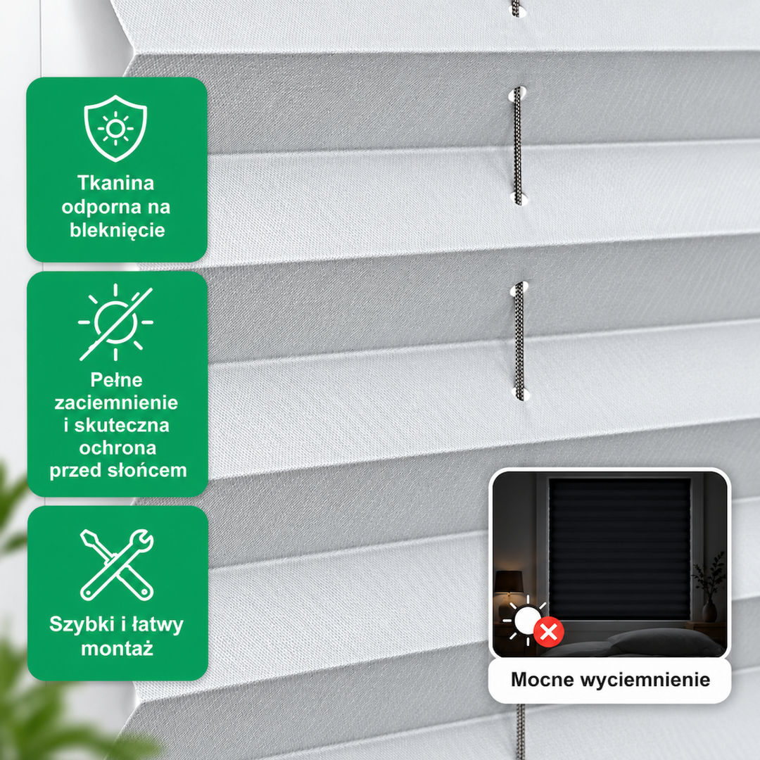 Plisa okienna Blackout Normal na wymiar – mocne zaciemnienie - miniatura 2