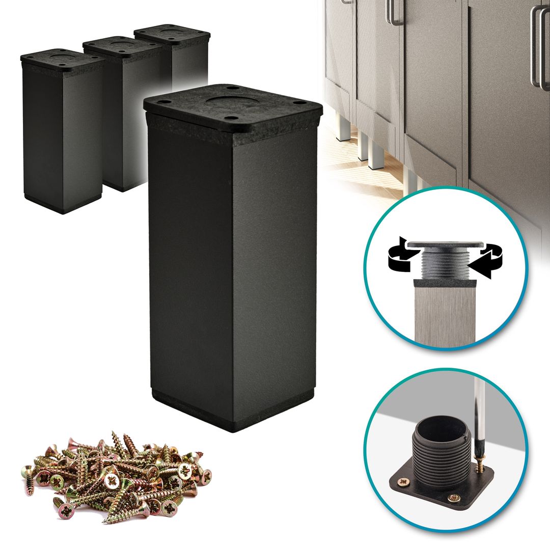 4 x Aluminiowa Noga Nóżka Meblowa Do Mebli BASIC + Wkręty - Konfigurator - Alusfera