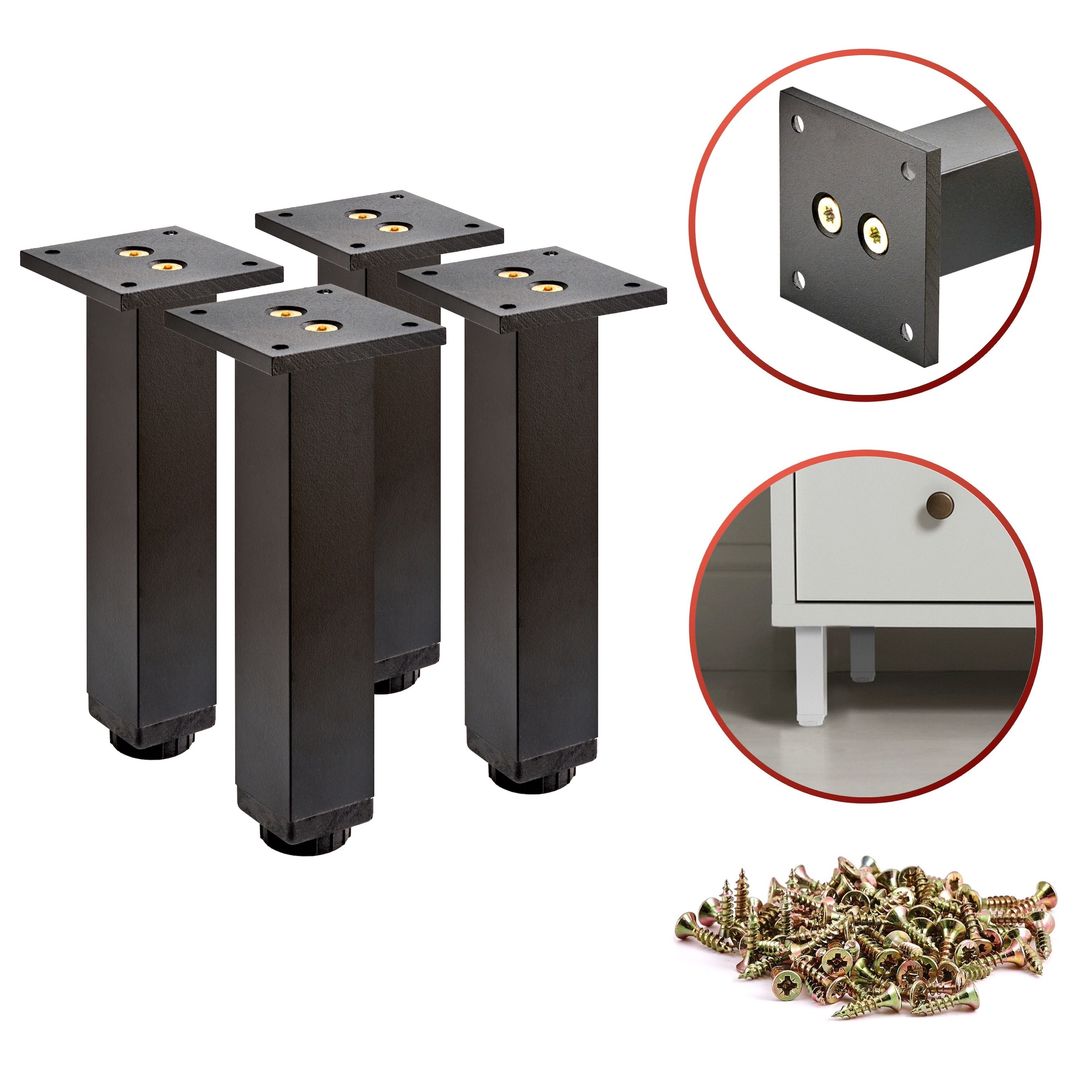 4 x Aluminiowa Noga Nóżka Meblowa Do Mebli STANDARD + Wkręty - Konfigurator - Alusfera