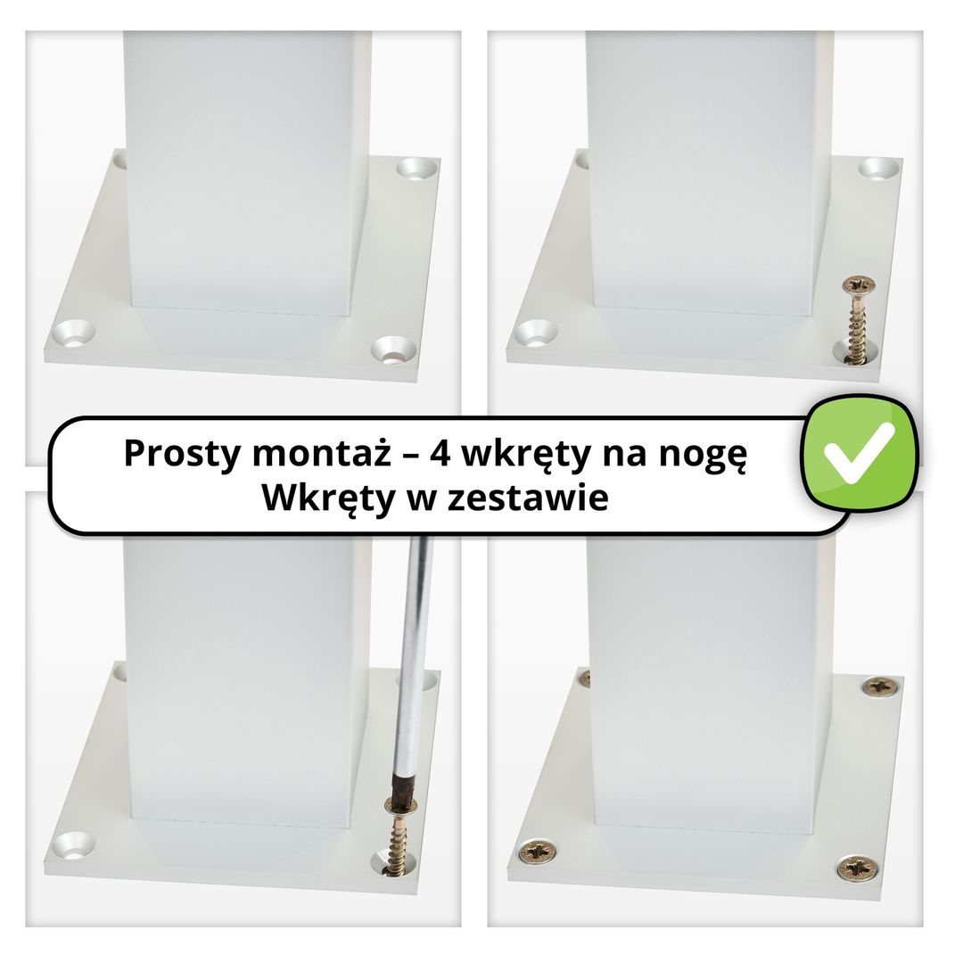 4 x Aluminiowa Noga Stołowa STRONG + Wkręty - Konfigurator - miniatura 4