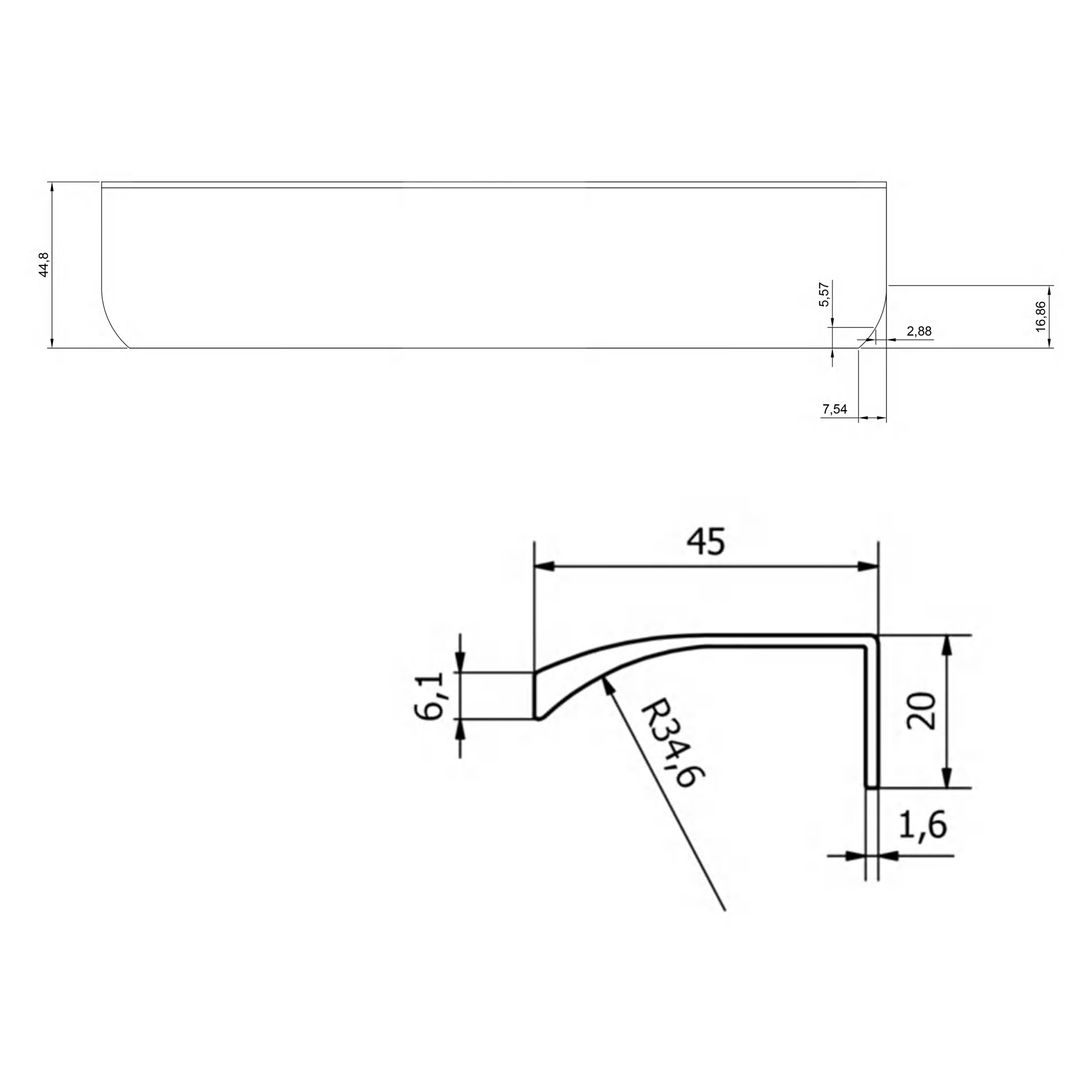 FEST FE9 Oval - Aluminiowy uchwyt meblowy krawędziowy do mebli + wkręty - miniatura 5
