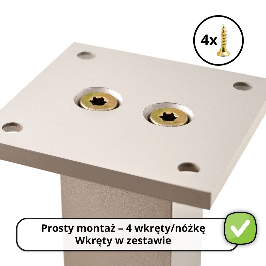 1 x Aluminiowa Noga Nóżka Meblowa Do Mebli STANDARD + Wkręty - Konfigurator - miniatura 4