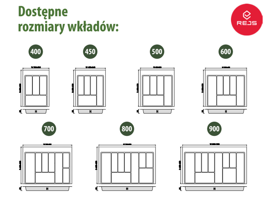 Wkład do szuflady na sztućce Rejs MAX - organizer do szafki kuchennej - miniatura 7