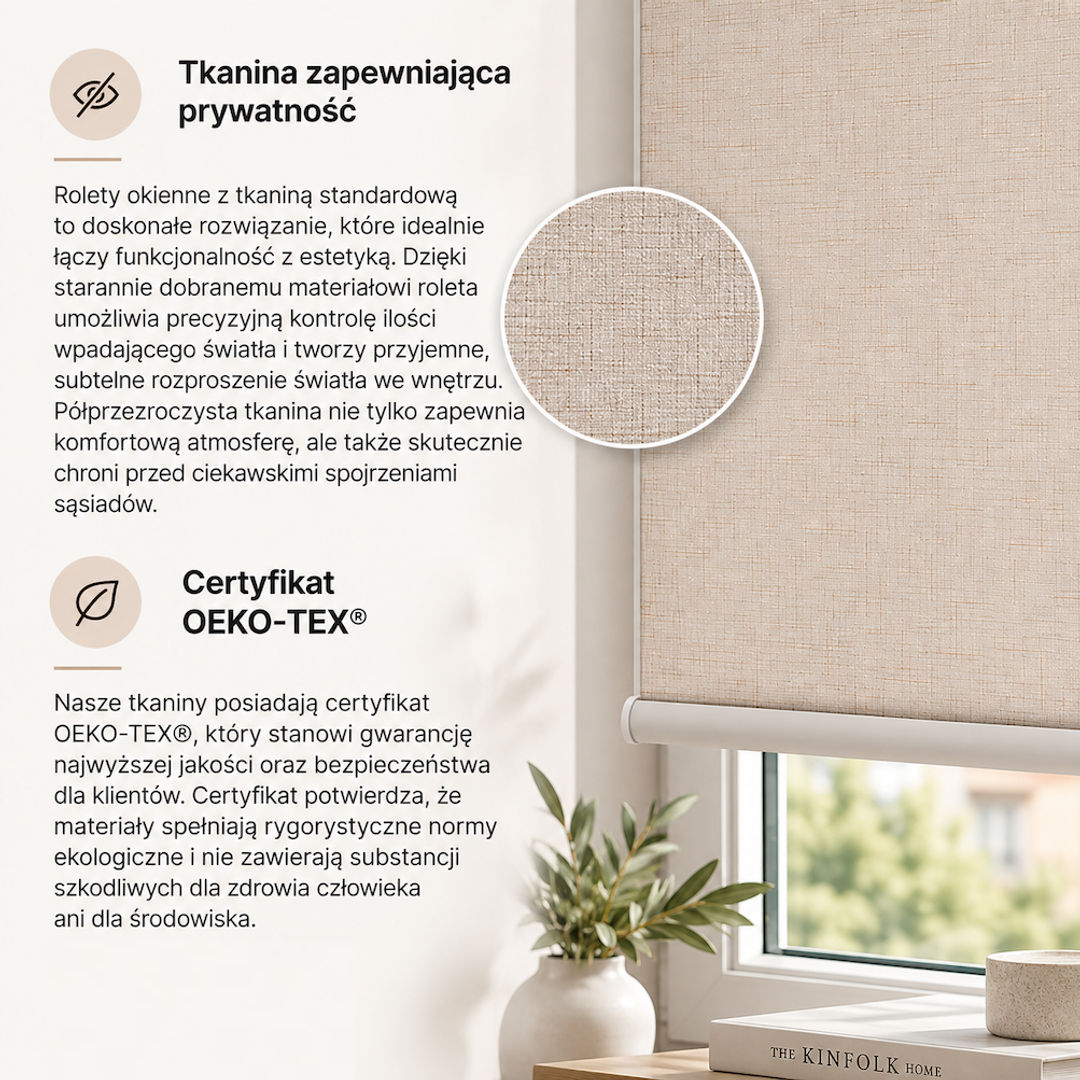 Roleta materiałowa na wymiar Standard – klasyczna roleta okienna - miniatura 3