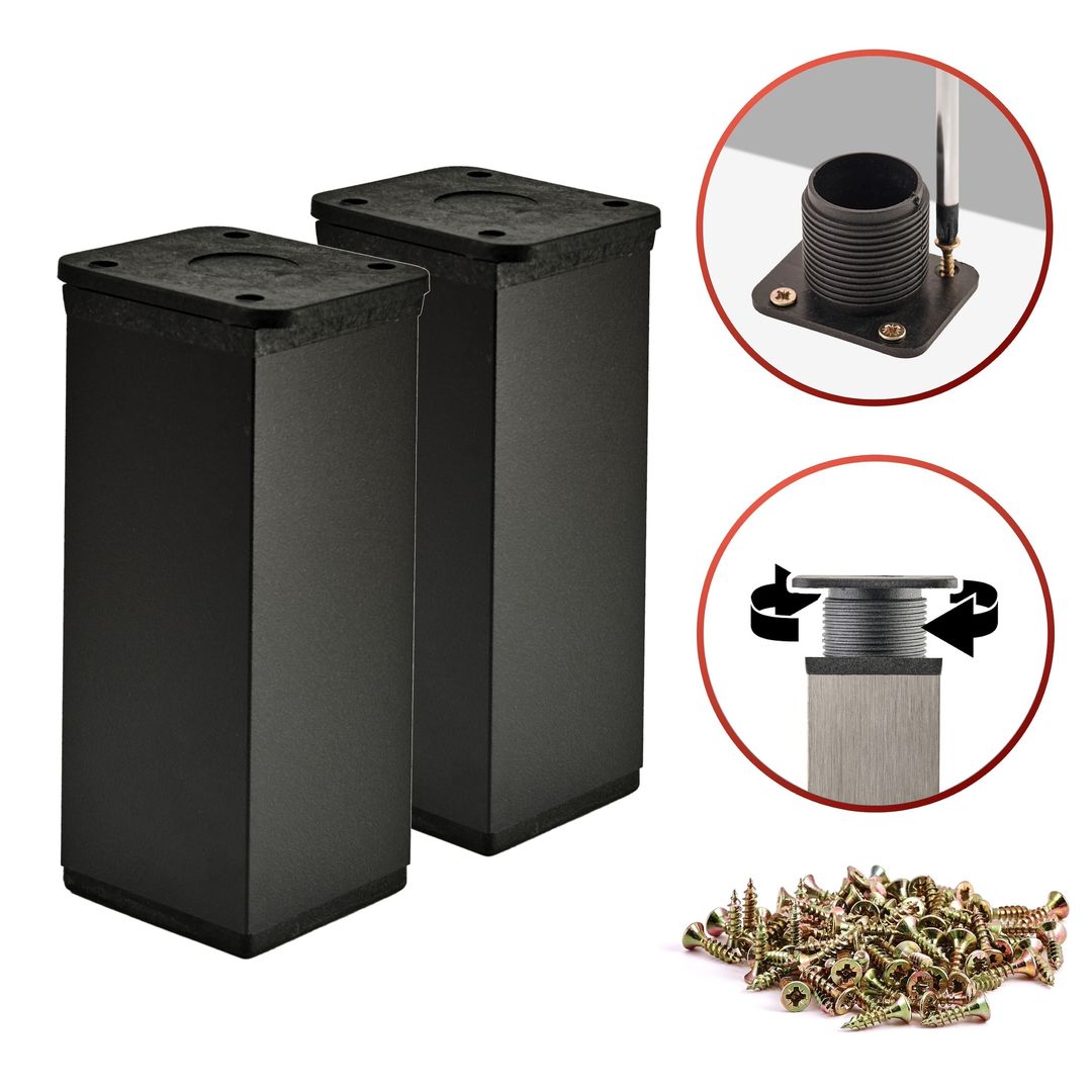 2 x Aluminiowa Noga Nóżka Meblowa Do Mebli BASIC + Wkręty - Konfigurator - Alusfera