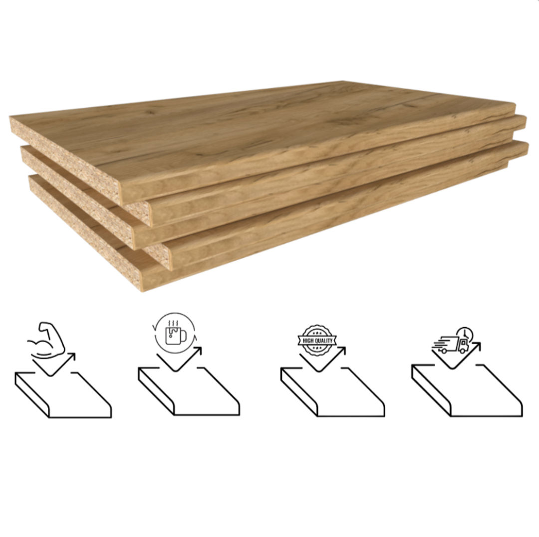 Półka | Formatka | Płyta meblowa 18 mm - DĄB ZŁOTY CRAFT - Konfigurator na wymiar - miniatura 2