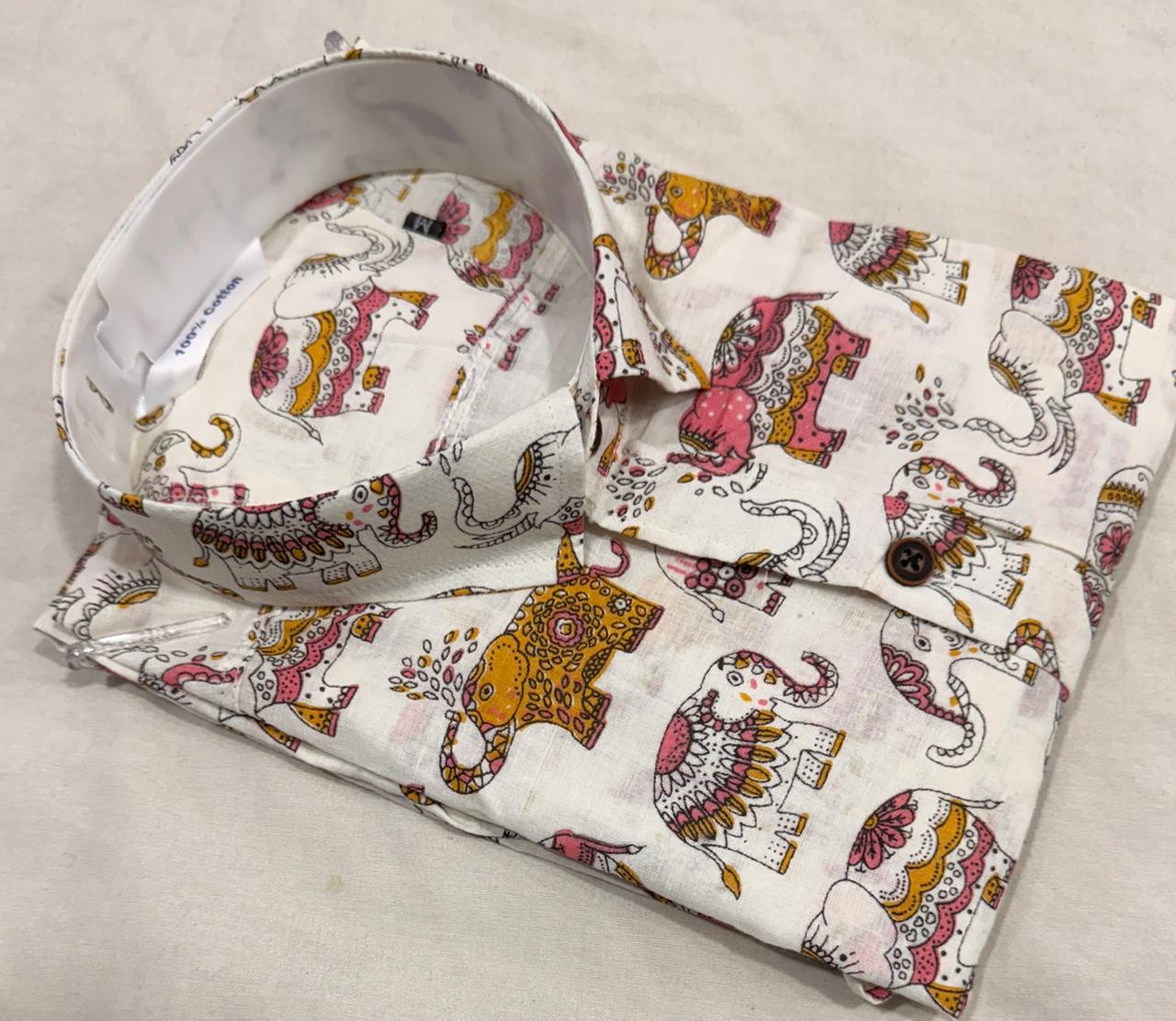 White Elephant print Shirt