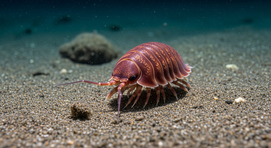 roly-poly scavenging on ocean floor interacting with environment