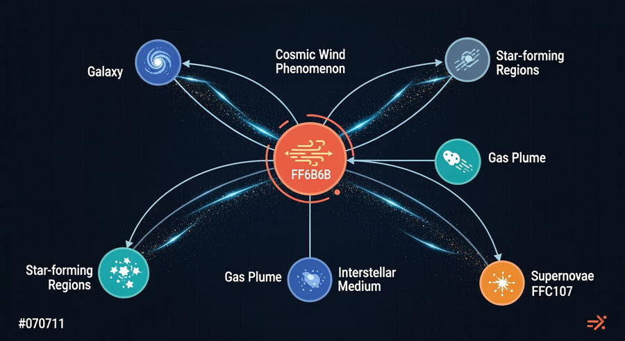 diagram of cosmic wind components and galaxy structure