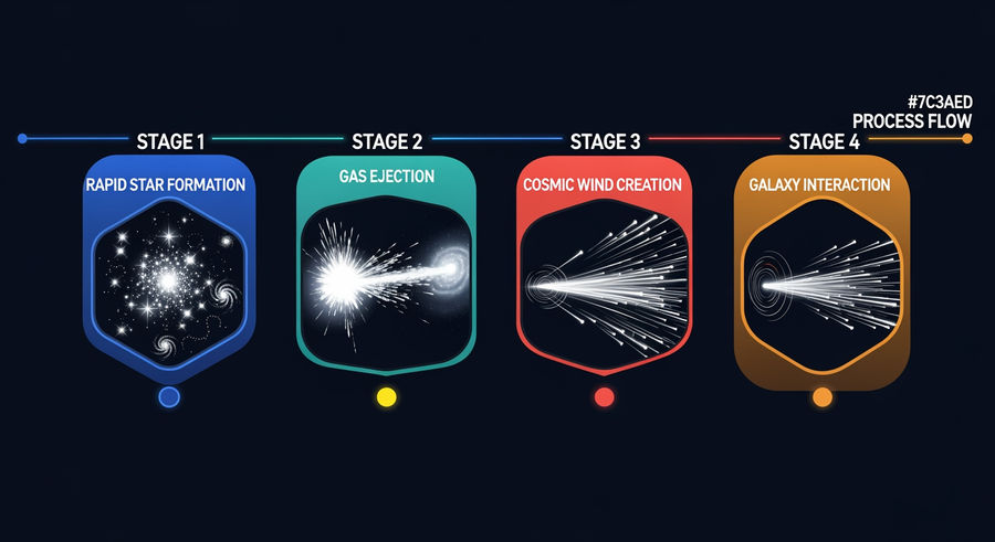 process flow of star formation and cosmic wind impact