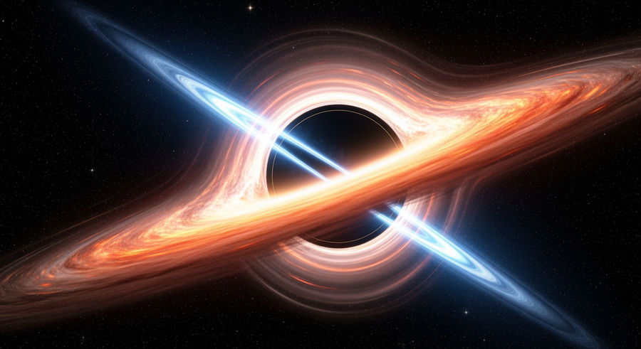 matter and energy jets being drawn into black hole