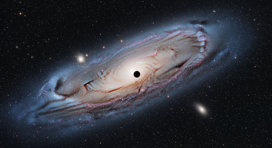galaxy view showing black hole's position and scale