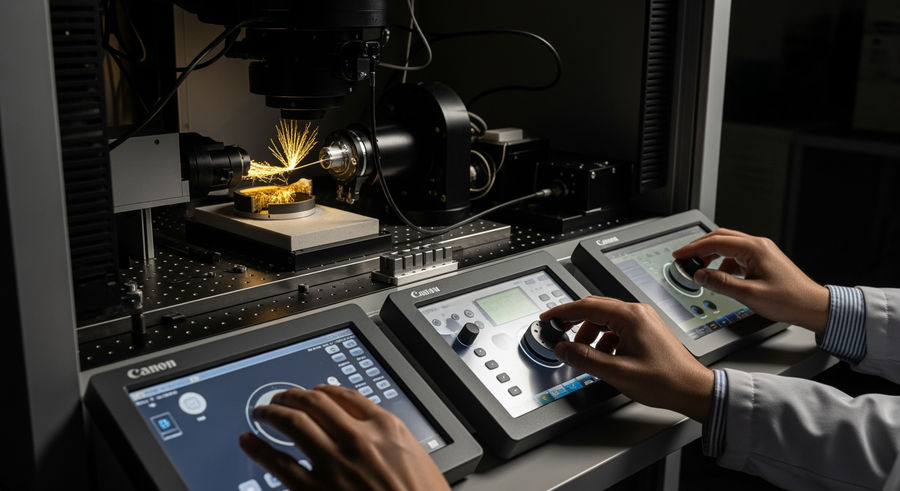 researchers using imaging equipment to study lithium dendrites in battery