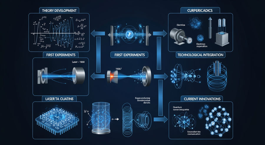 Flowchart of quantum mechanics journey from theory to applications