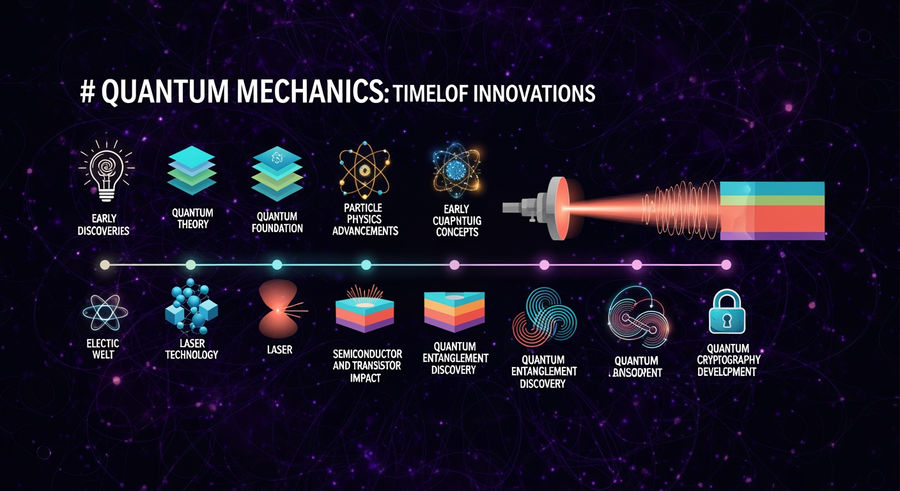 Timeline of key milestones in quantum mechanics research and impact