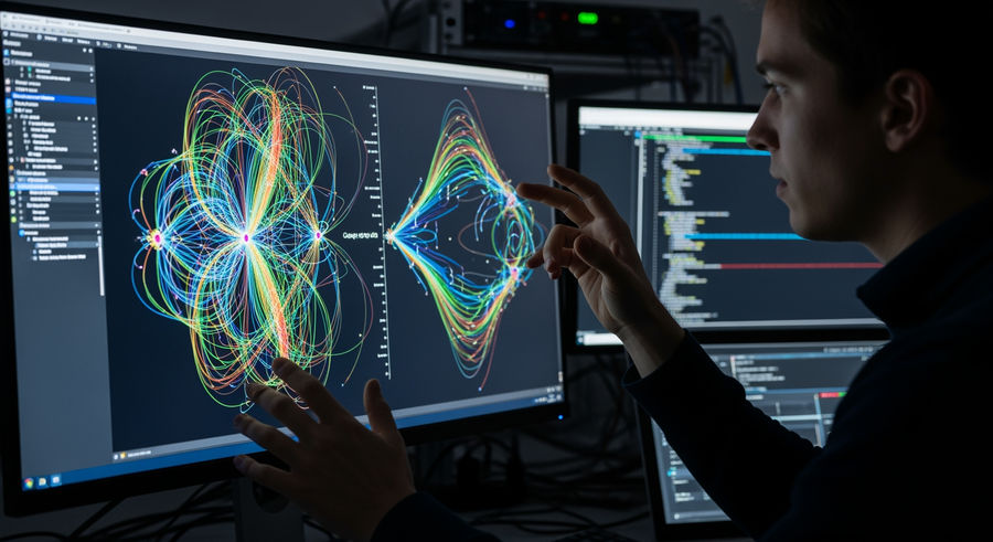 researcher simulating quantum fields with gauge theory on computer