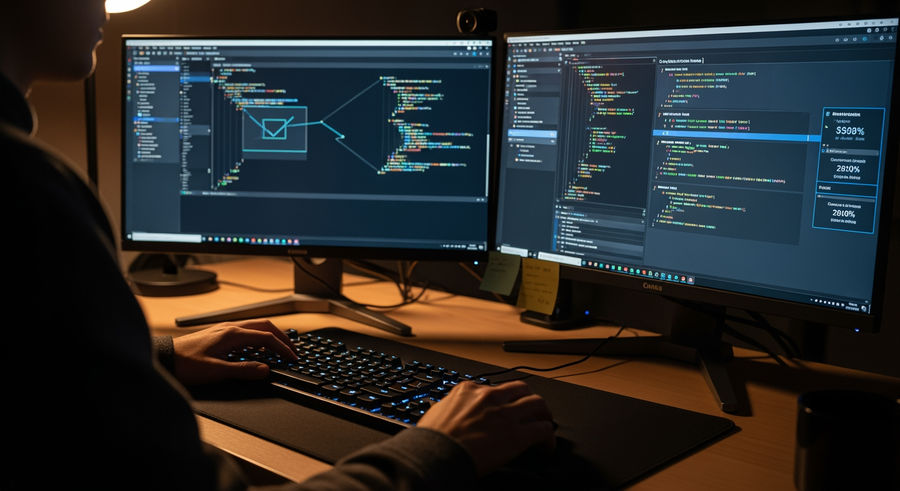 Coder engaged in AI-assisted code migration process