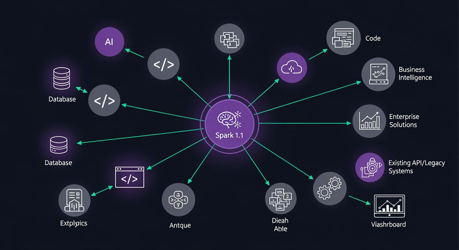 Network map of AI tool integration in enterprise systems