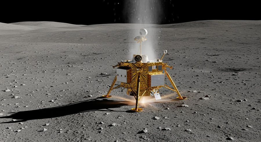 LCROSS satellite impacting lunar surface to release water vapor