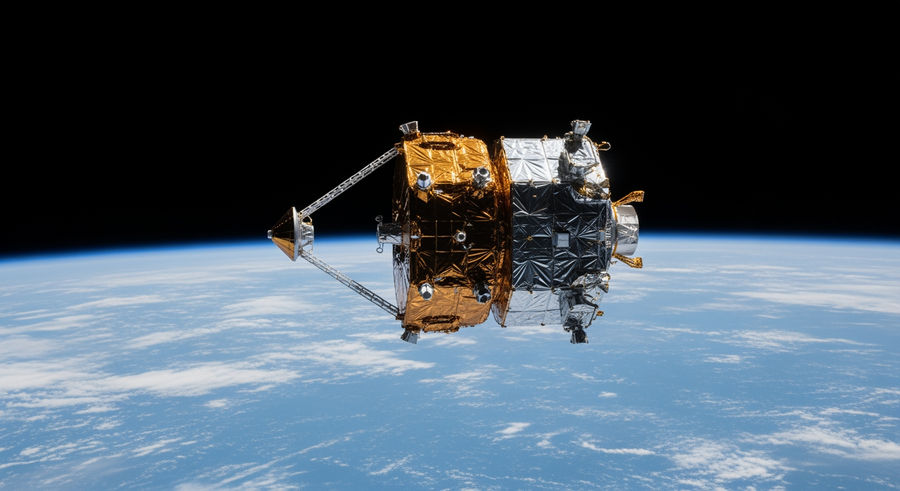 Euclid space telescope in orbit with Earth in background