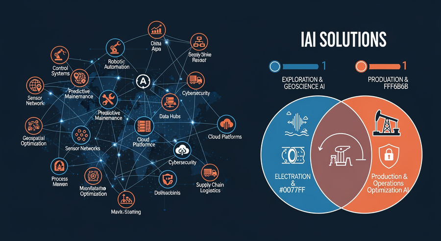 Interconnected network of AI technologies in oil and gas operation sectors