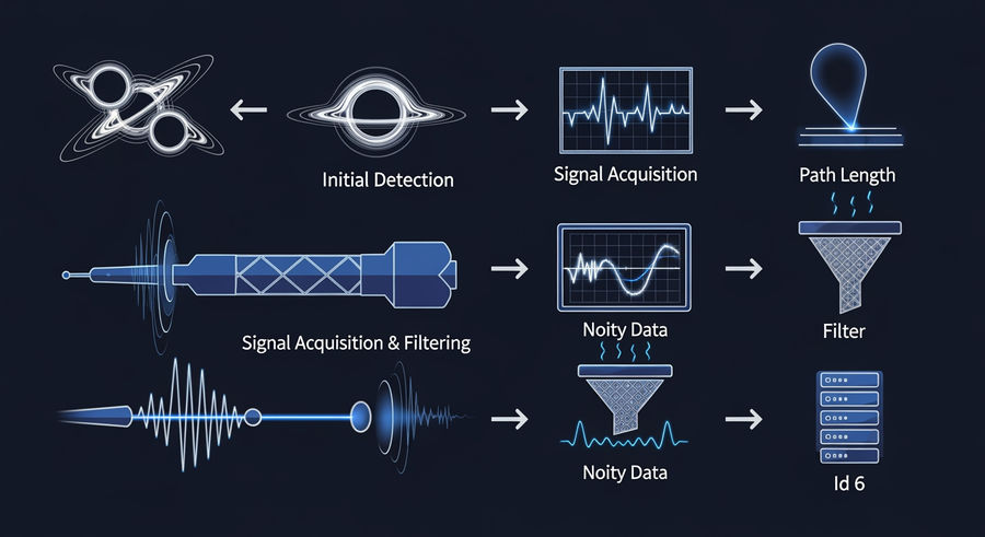 process flow of detecting gravitational waves from black holes
