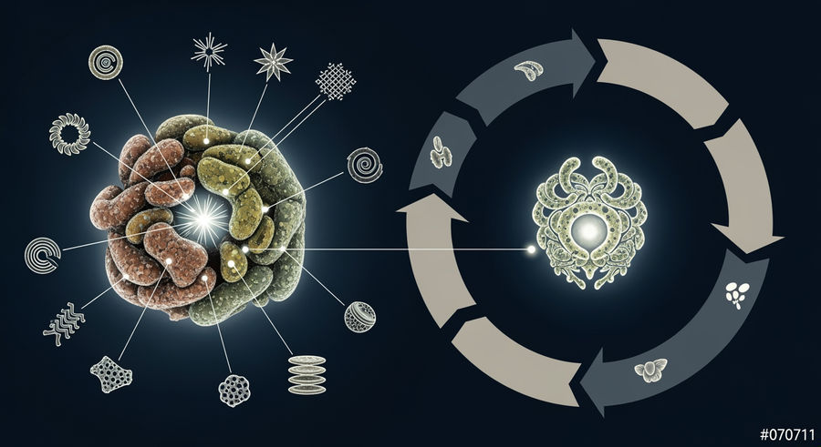 diagram of microfossil anatomy with labeled components