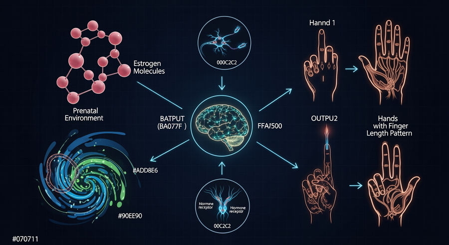 diagram of prenatal estrogen exposure and finger-length pattern differences