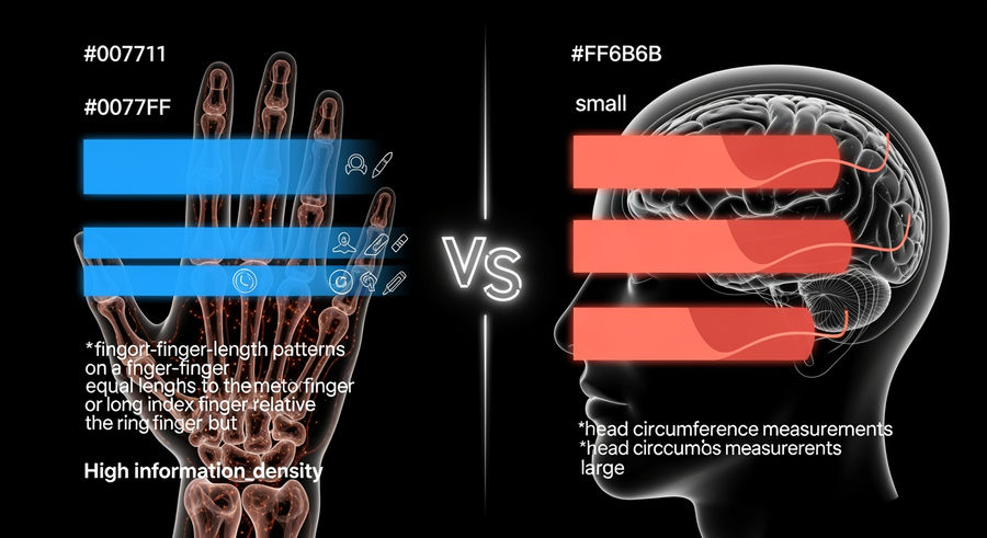 flowchart of finger-length patterns linked to head circumference