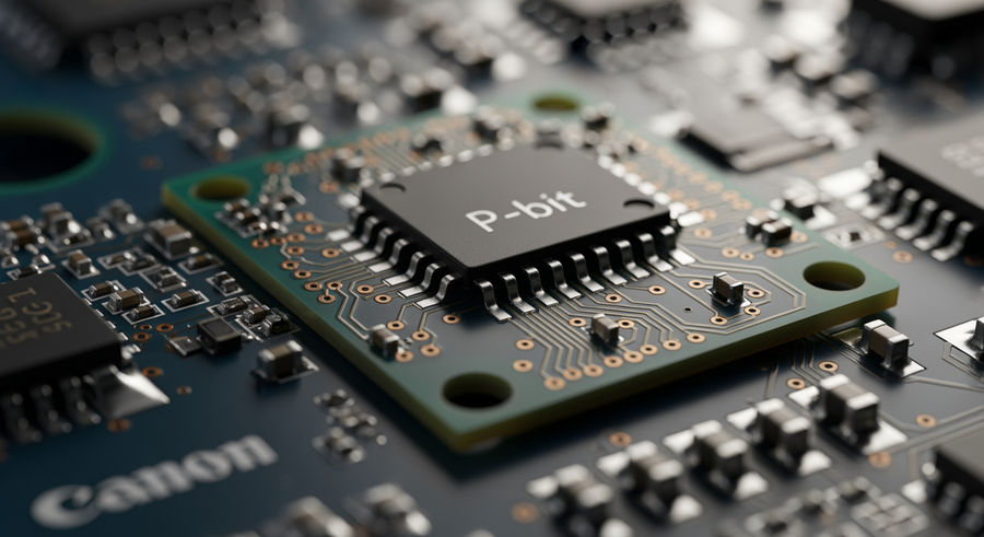 close-up of P-bit component circuitry and connections
