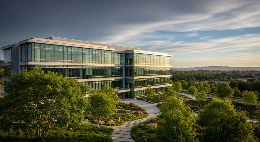 OpenAI research facility with modern architecture and greenery