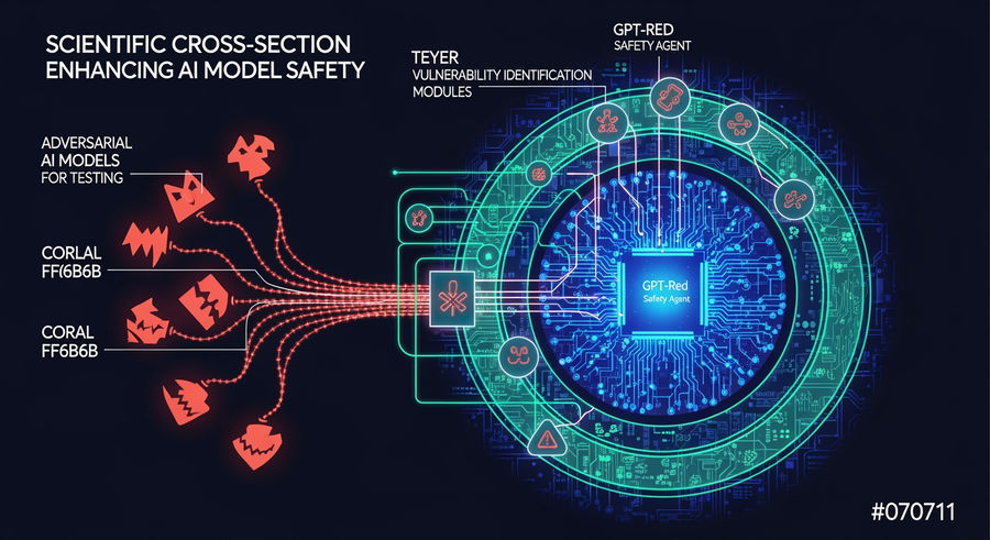 GPT-Red architecture diagram with circuit board patterns