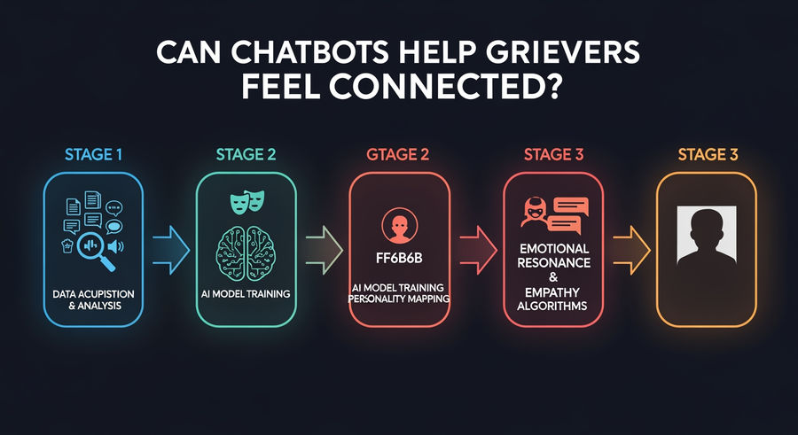 Process flow of chatbots mimicking deceased loved ones