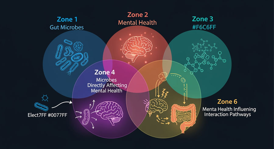 diagram of gut microbes structure and function in mental health
