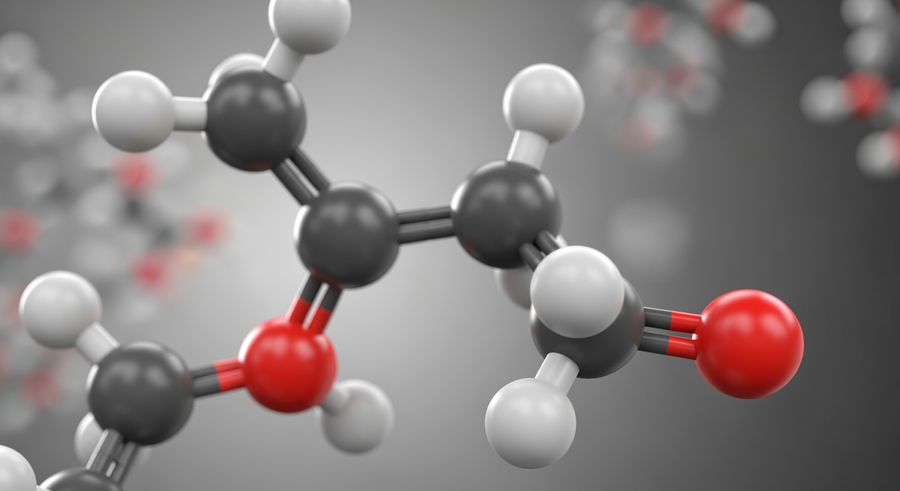 Close-up of ATP molecule structure and energy release bonds