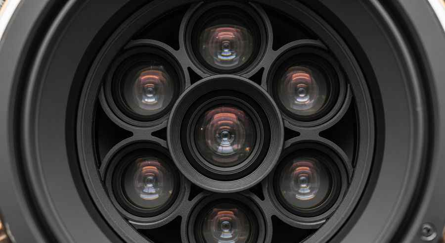 Close-up of ESCAPADE spacecraft camera lens showing optical components