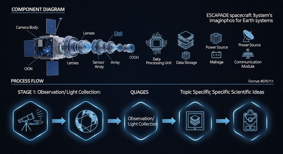 Diagram of ESCAPADE spacecraft imaging systems for Earth-Moon photo