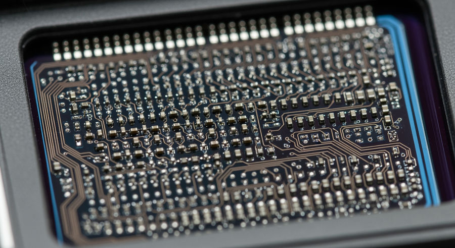 Close-up of camera sensor grid and circuitry details