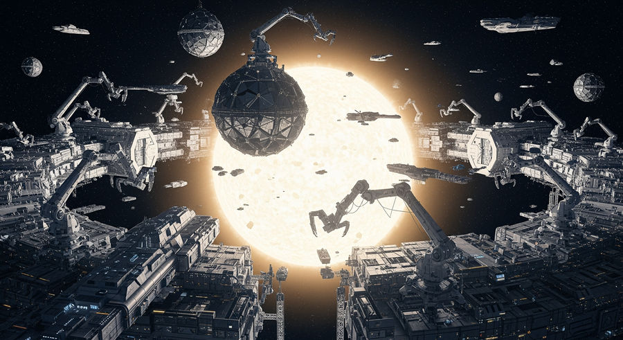 Robotic assembly of Dyson sphere segments around a star