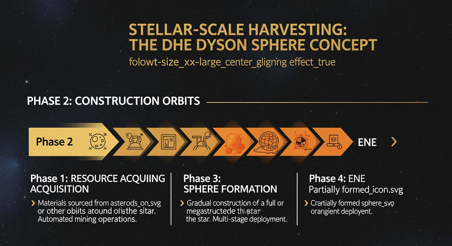 Process flow of Dyson sphere construction and operation