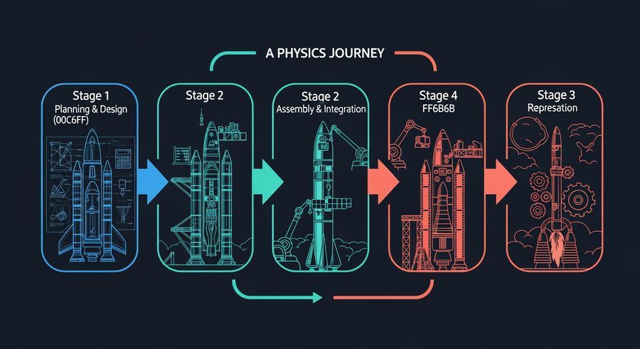 Process flow of spaceflight mission highlighting physics principles