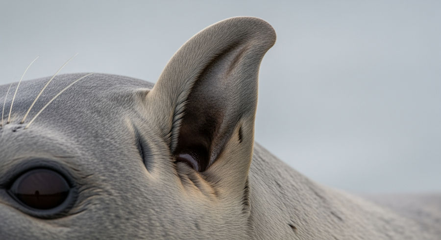 Close-up of seal's ear structure for hearing in air and water