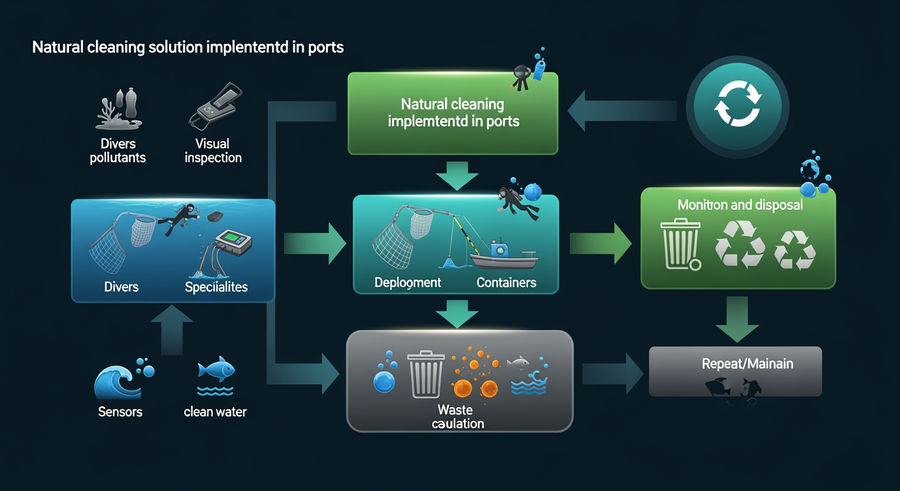 flowchart of natural cleaning solution steps for port pollution