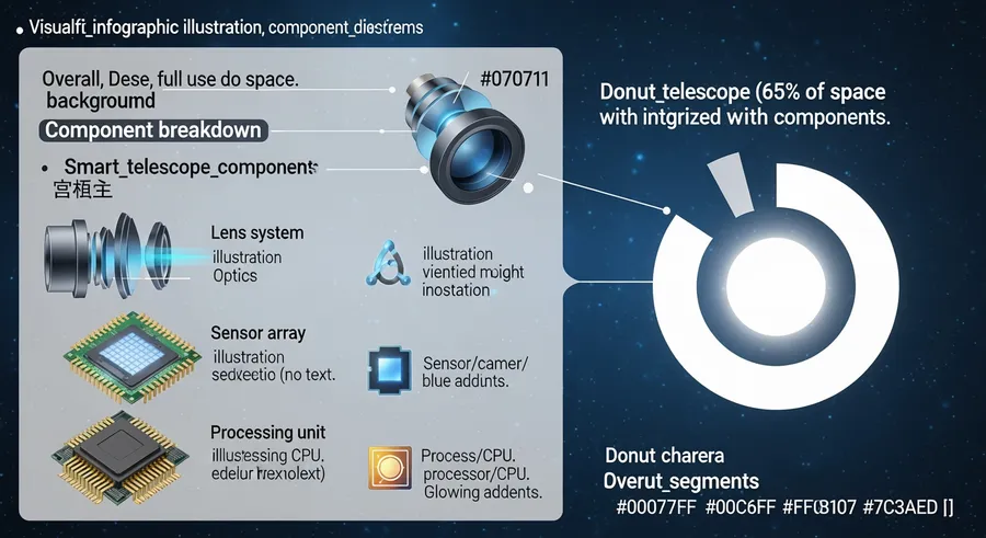 Smart telescope component diagram with lens and sensors