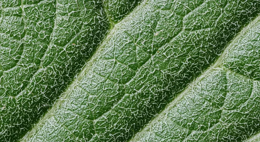 Close-up of giant daisy leaf texture and heat adaptations