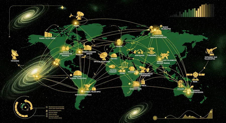 Global network map of telescopes for alien search