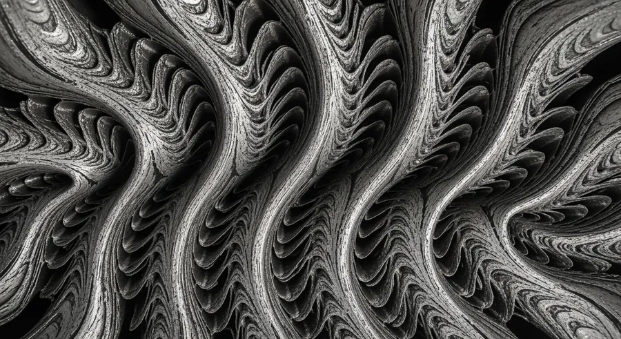 Close-up of turbine detonation chamber with wave pattern and material details