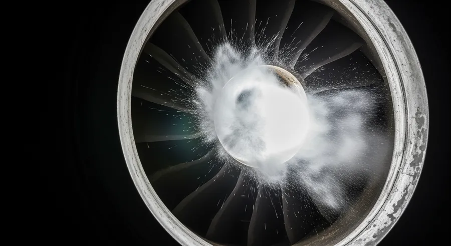 Detonation moment in turbine showing wave movement and pressure generation